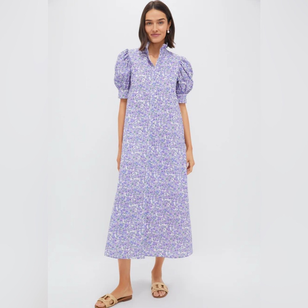NWT HYACINTH HOUSE Purple Poppies Ruffle Collar Louisa Maxi Dress Size XXL